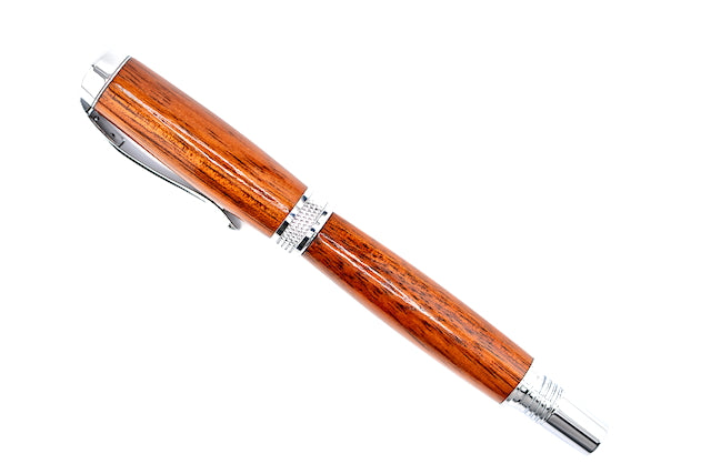 Bloodwood Chrome Diamond Knurl Rollerball Pen