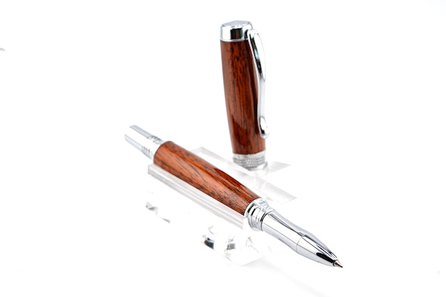 Bloodwood Chrome Diamond Knurl Rollerball Pen