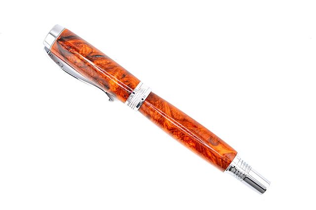 Honduras Rosewood Chrome Diamond Knurl Rollerball Pen