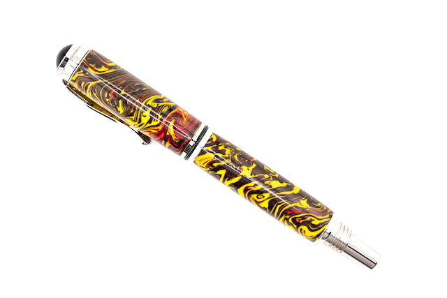 Inferno Burst Rhodium Jr. Gentlemen Retro Rollerball Pen