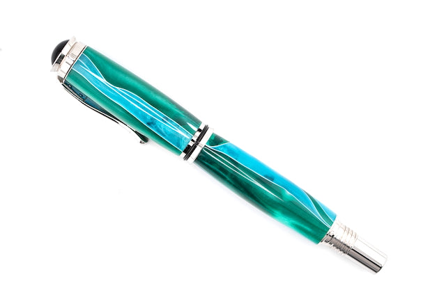 Jade Swirl Rhodium Jr. Gentlemen Retro Rollerball Pen