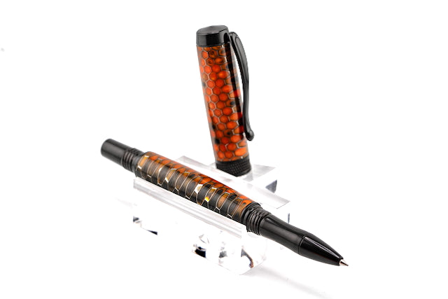 Molten Hive Black Chrome Diamond Knurl Rollerball Pen